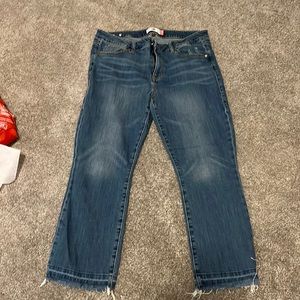 Cabi crop jeans with distress. Super cute and comfortable